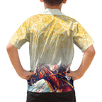 Melbourne Horse Racing Family Matching Off The Shoulder Long Sleeve Dress and Hawaiian Shirt Yellow Rose Champion LT7