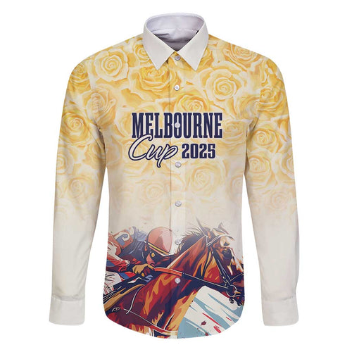 Melbourne Horse Racing Family Matching Puletasi and Hawaiian Shirt Yellow Rose Champion LT7