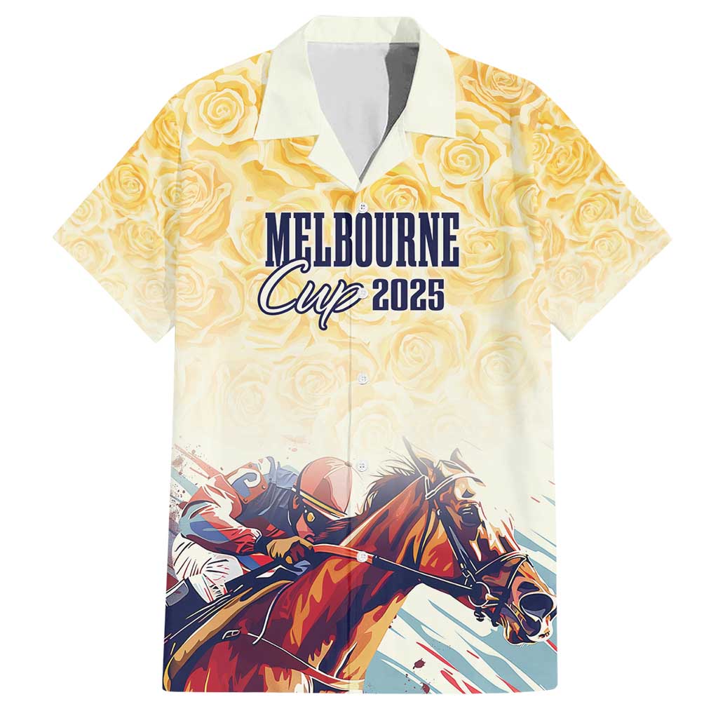 Melbourne Horse Racing Family Matching Short Sleeve Bodycon Dress and Hawaiian Shirt Yellow Rose Champion LT7