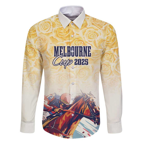 Melbourne Horse Racing Family Matching Short Sleeve Bodycon Dress and Hawaiian Shirt Yellow Rose Champion LT7