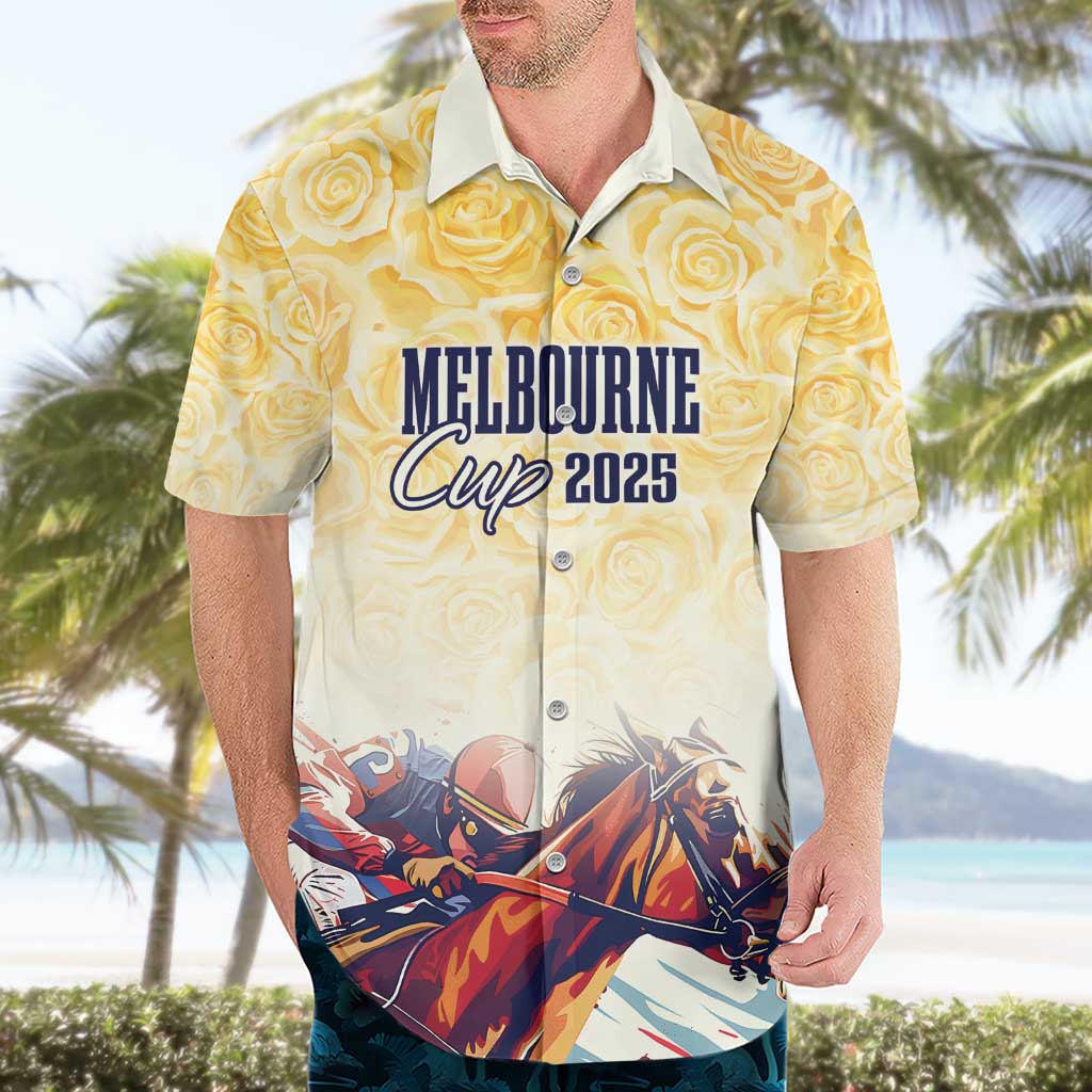 Melbourne Horse Racing Hawaiian Shirt Yellow Rose Champion LT7