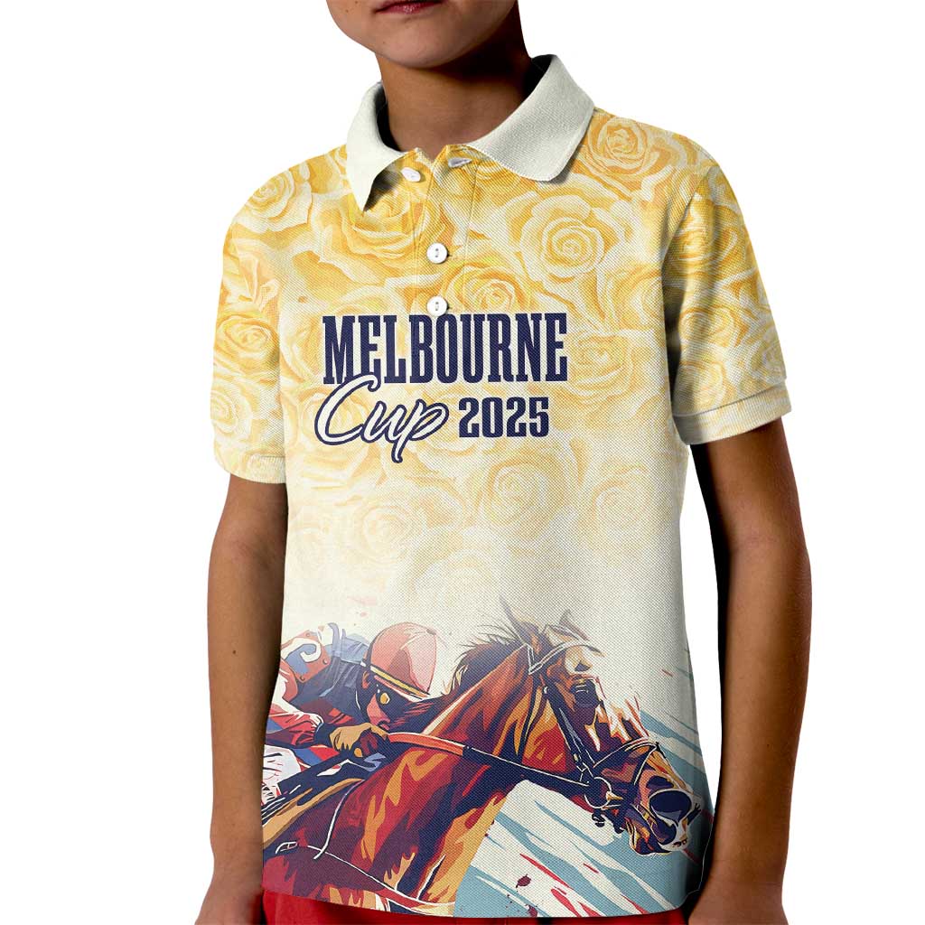 Melbourne Horse Racing Kid Polo Shirt Yellow Rose Champion LT7