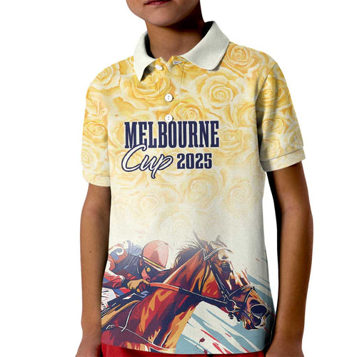 Melbourne Horse Racing Kid Polo Shirt Yellow Rose Champion LT7
