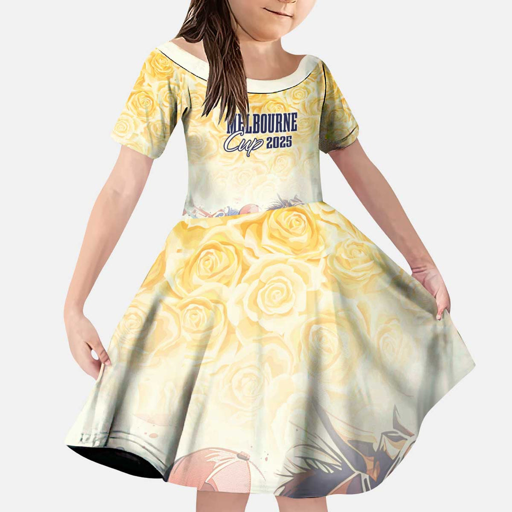 Melbourne Horse Racing Kid Short Sleeve Dress Yellow Rose Champion LT7