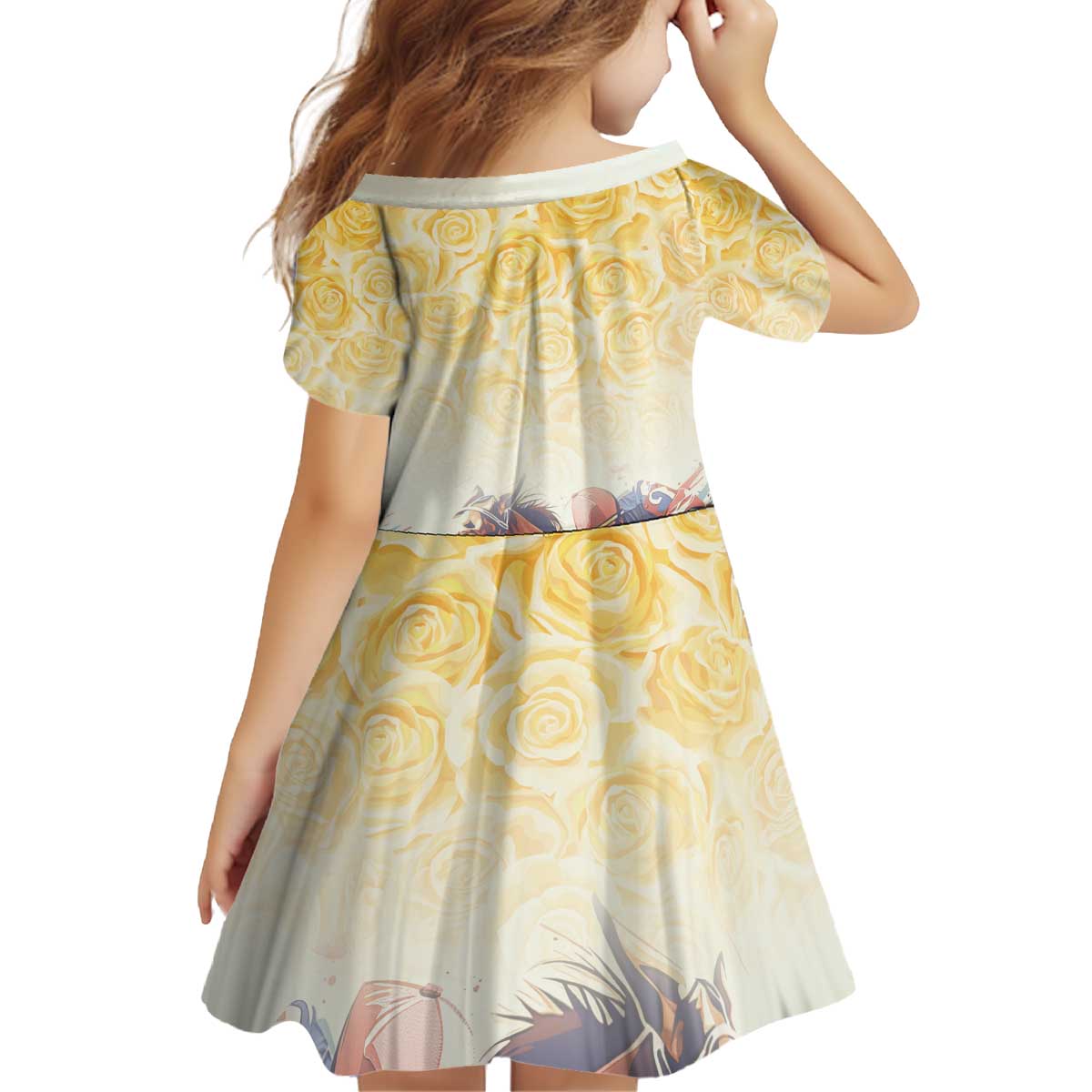 Melbourne Horse Racing Kid Short Sleeve Dress Yellow Rose Champion LT7