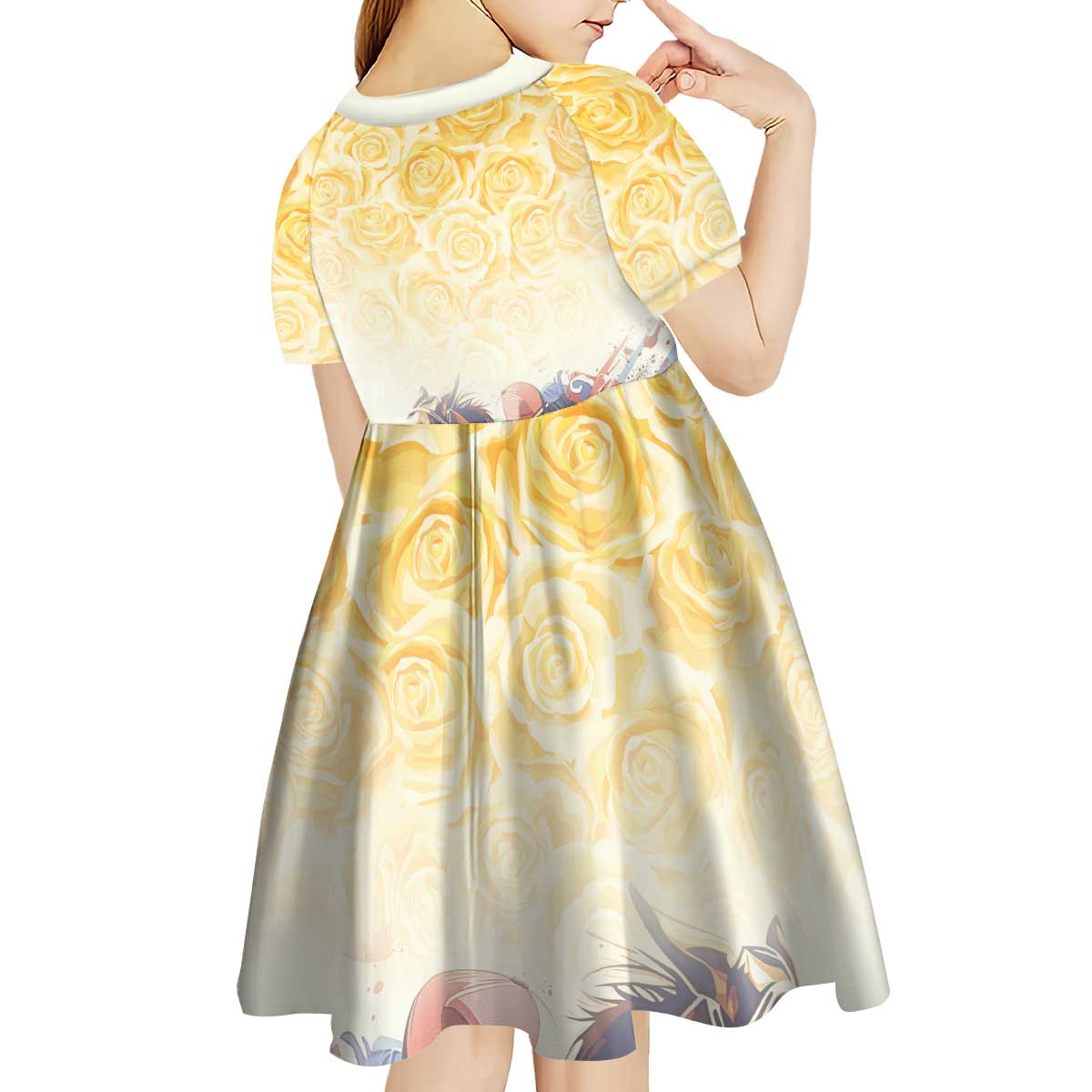 Melbourne Horse Racing Kid Short Sleeve Dress Yellow Rose Champion LT7