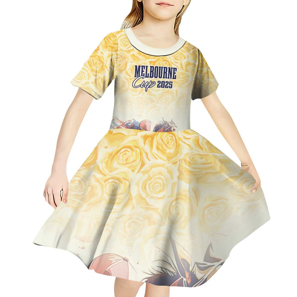Melbourne Horse Racing Kid Short Sleeve Dress Yellow Rose Champion LT7