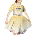 Melbourne Horse Racing Kid Short Sleeve Dress Yellow Rose Champion LT7