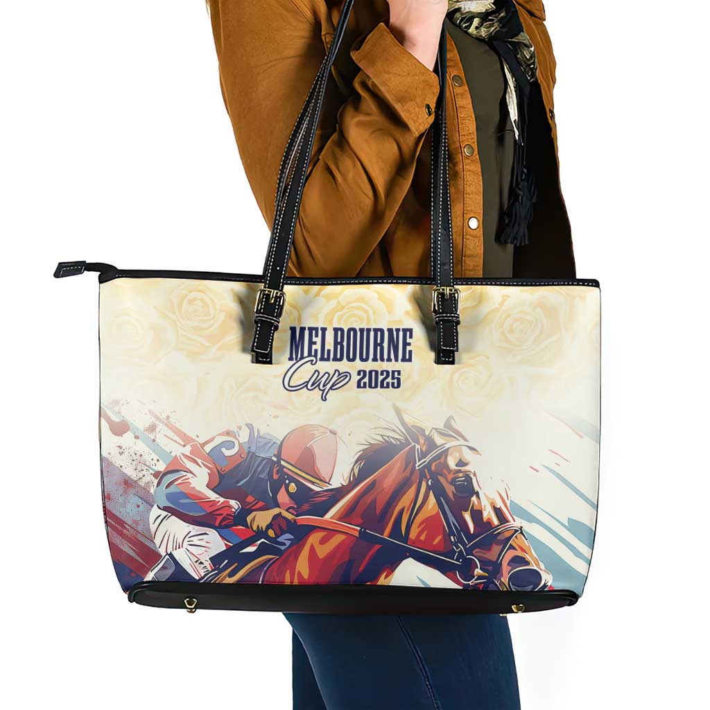 Melbourne Horse Racing Leather Tote Bag Yellow Rose Champion LT7