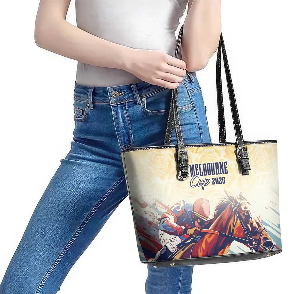 Melbourne Horse Racing Leather Tote Bag Yellow Rose Champion LT7