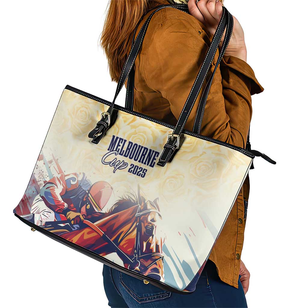 Melbourne Horse Racing Leather Tote Bag Yellow Rose Champion LT7