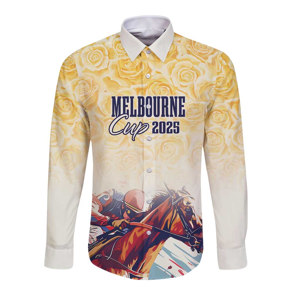 Melbourne Horse Racing Long Sleeve Button Shirt Yellow Rose Champion LT7