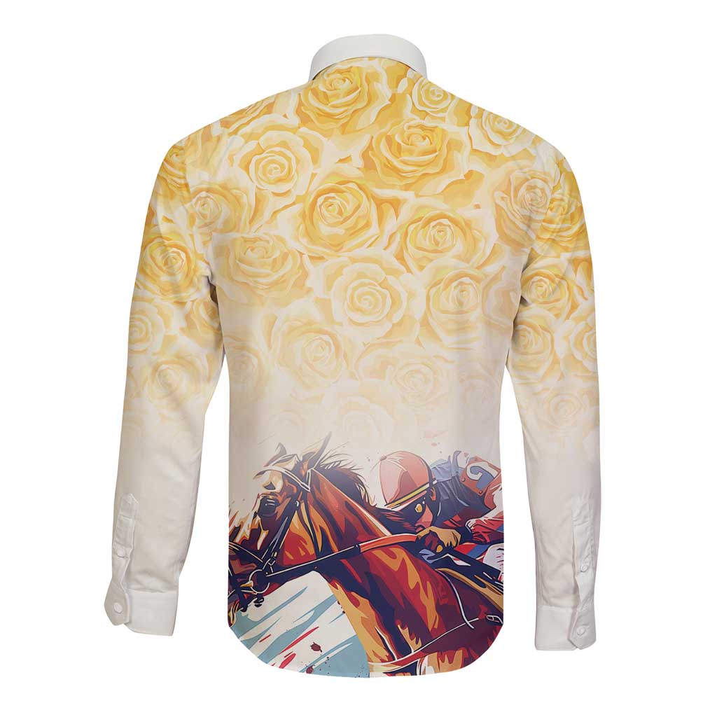 Melbourne Horse Racing Long Sleeve Button Shirt Yellow Rose Champion LT7