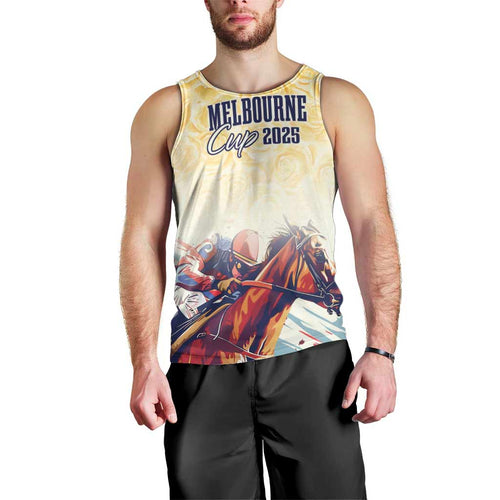 Melbourne Horse Racing Men Tank Top Yellow Rose Champion LT7