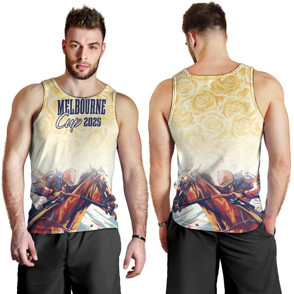 Melbourne Horse Racing Men Tank Top Yellow Rose Champion LT7
