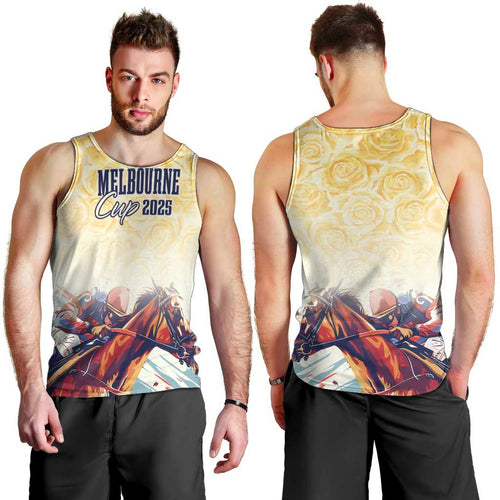Melbourne Horse Racing Men Tank Top Yellow Rose Champion LT7