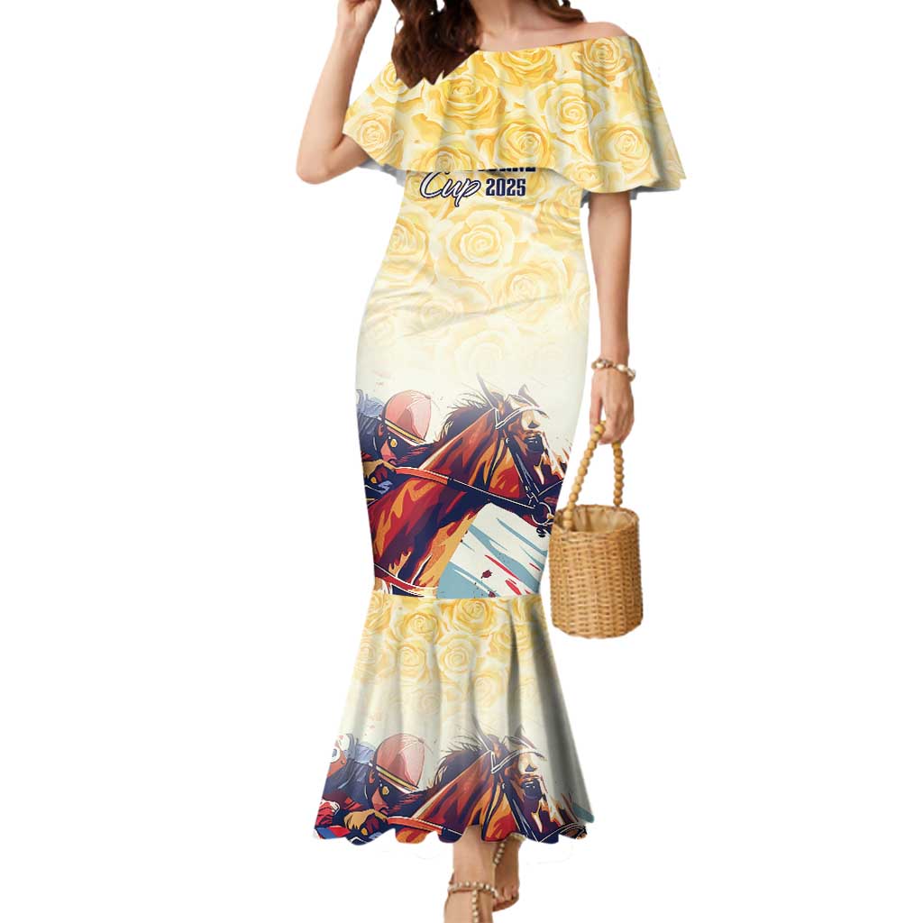 Melbourne Horse Racing Mermaid Dress Yellow Rose Champion LT7