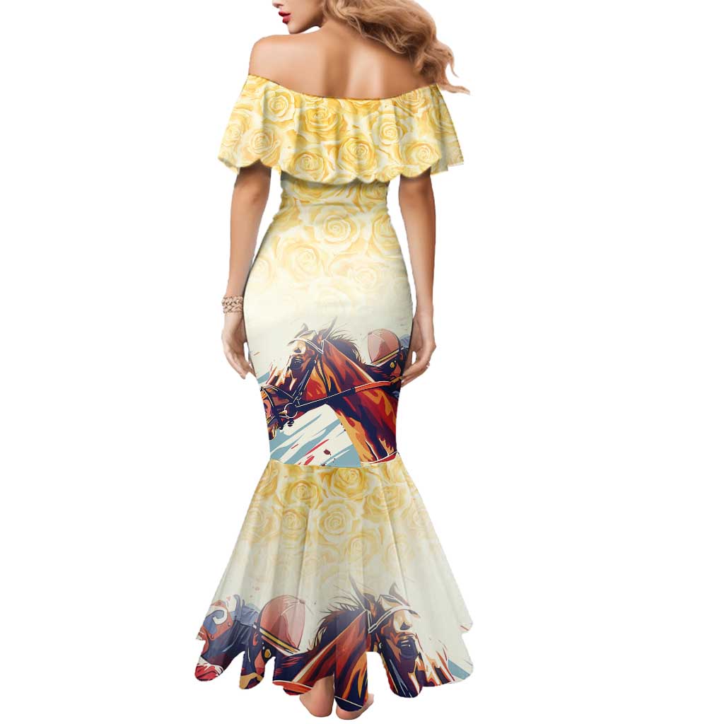 Melbourne Horse Racing Mermaid Dress Yellow Rose Champion LT7