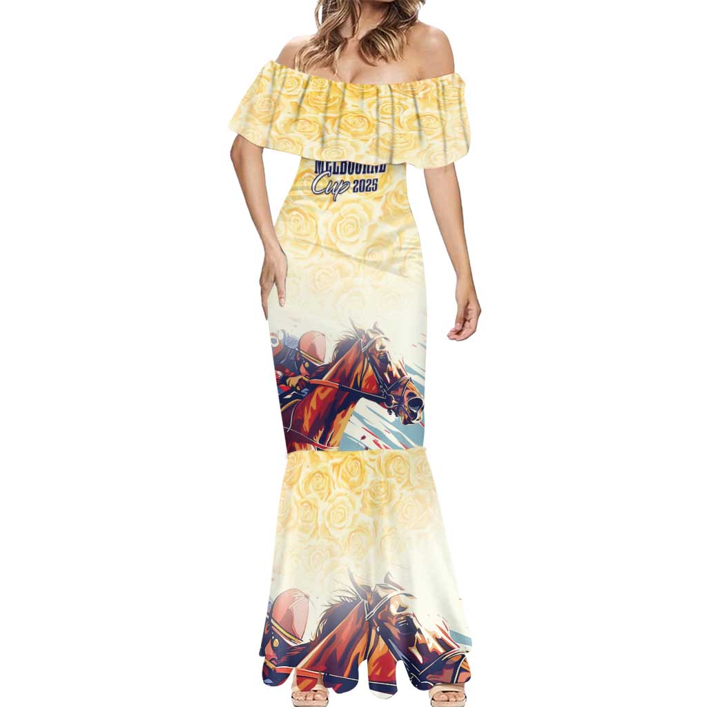 Melbourne Horse Racing Mermaid Dress Yellow Rose Champion LT7