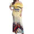 Melbourne Horse Racing Off Shoulder Maxi Dress Yellow Rose Champion LT7