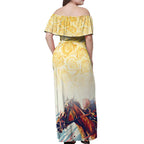 Melbourne Horse Racing Off Shoulder Maxi Dress Yellow Rose Champion LT7