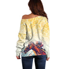Melbourne Horse Racing Off Shoulder Sweater Yellow Rose Champion LT7