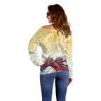 Melbourne Horse Racing Off Shoulder Sweater Yellow Rose Champion LT7