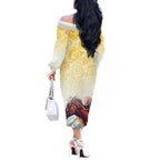 Melbourne Horse Racing Off The Shoulder Long Sleeve Dress Yellow Rose Champion LT7