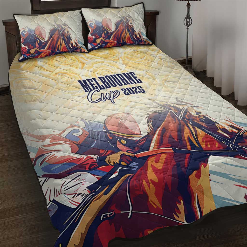 Melbourne Horse Racing Quilt Bed Set Yellow Rose Champion LT7
