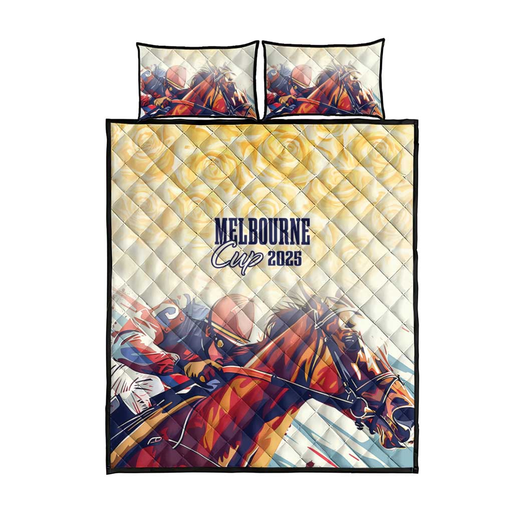 Melbourne Horse Racing Quilt Bed Set Yellow Rose Champion LT7