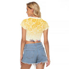 Melbourne Horse Racing Raglan Cropped T Shirt Yellow Rose Champion LT7