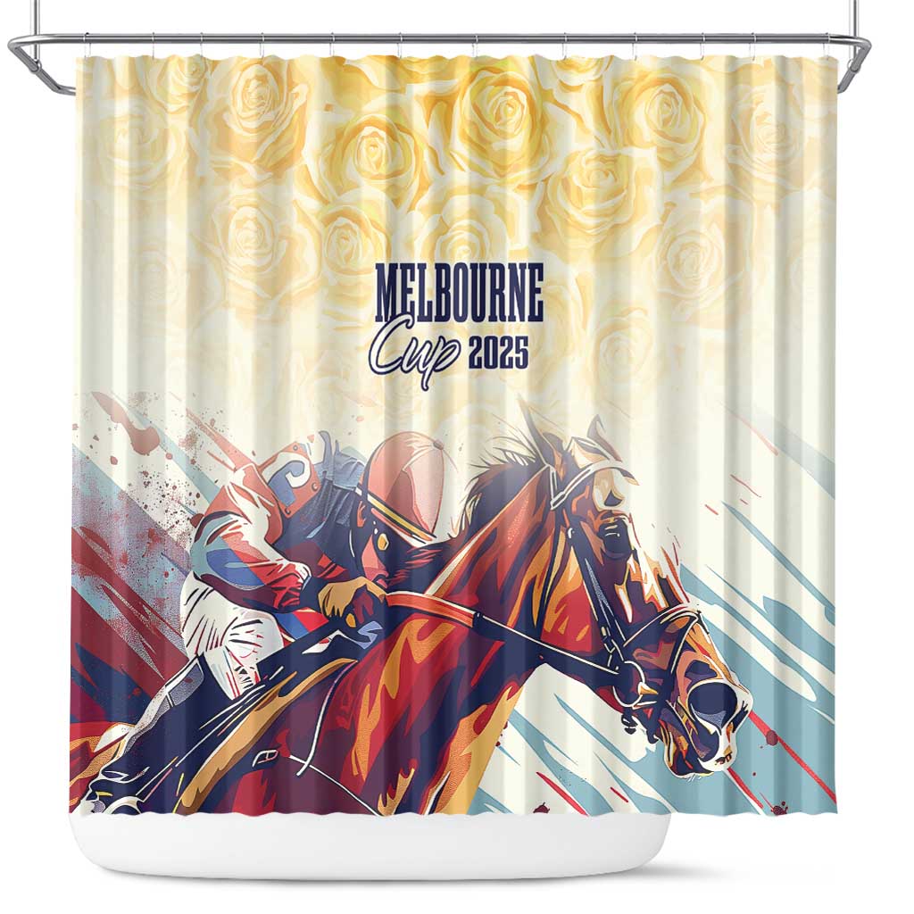 Melbourne Horse Racing Shower Curtain Yellow Rose Champion LT7