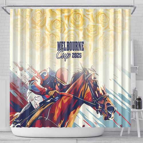 Melbourne Horse Racing Shower Curtain Yellow Rose Champion LT7