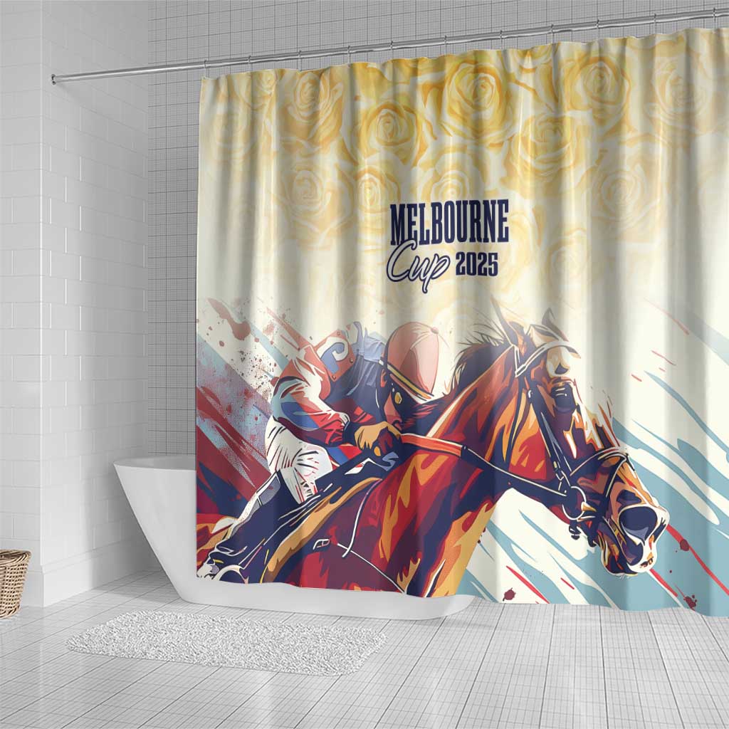 Melbourne Horse Racing Shower Curtain Yellow Rose Champion LT7