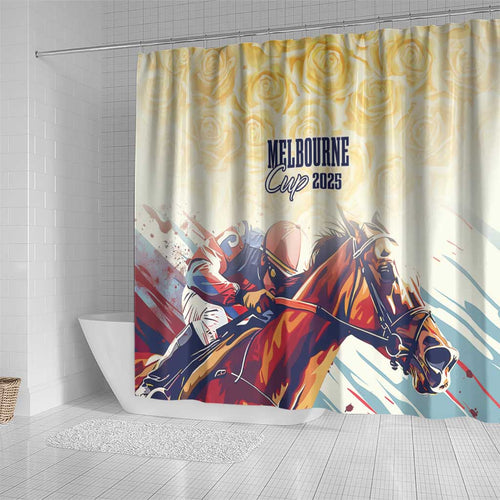 Melbourne Horse Racing Shower Curtain Yellow Rose Champion LT7