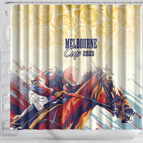 Melbourne Horse Racing Shower Curtain Yellow Rose Champion LT7
