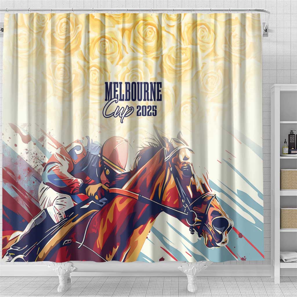 Melbourne Horse Racing Shower Curtain Yellow Rose Champion LT7