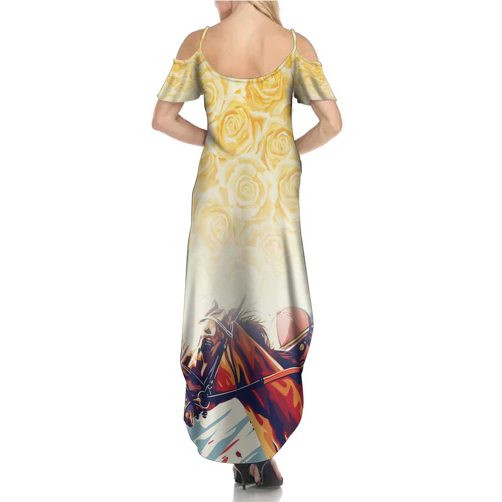 Melbourne Horse Racing Summer Maxi Dress Yellow Rose Champion LT7