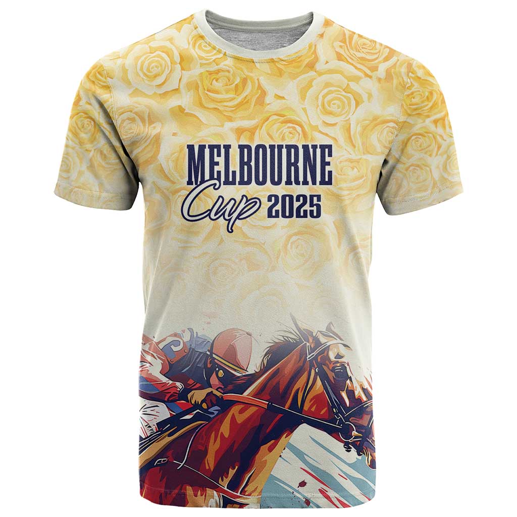 Melbourne Horse Racing T Shirt Yellow Rose Champion LT7