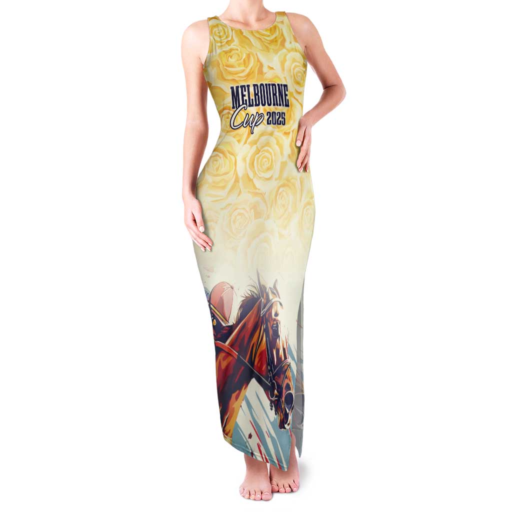 Melbourne Horse Racing Tank Maxi Dress Yellow Rose Champion LT7