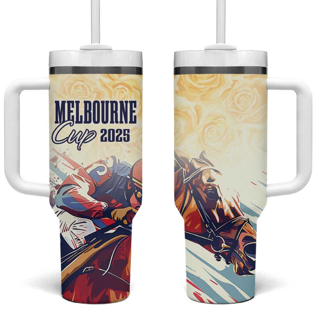 Melbourne Horse Racing Tumbler With Handle Yellow Rose Champion LT7