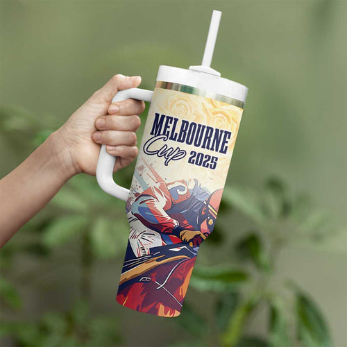 Melbourne Horse Racing Tumbler With Handle Yellow Rose Champion LT7