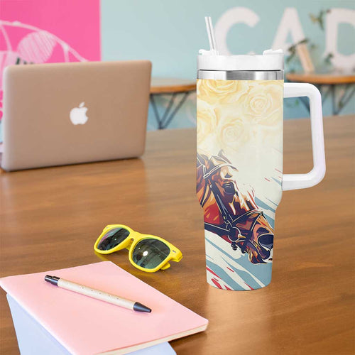 Melbourne Horse Racing Tumbler With Handle Yellow Rose Champion LT7