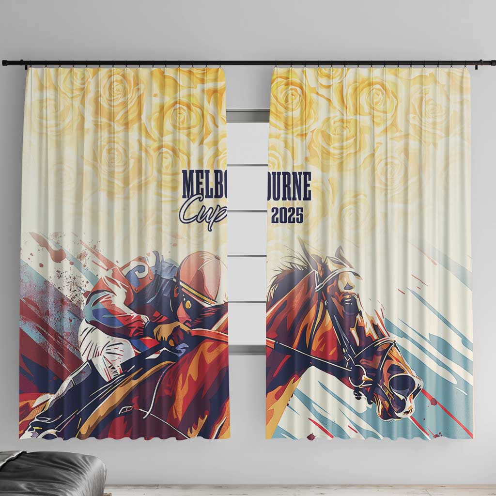 Melbourne Horse Racing Window Curtain Yellow Rose Champion LT7