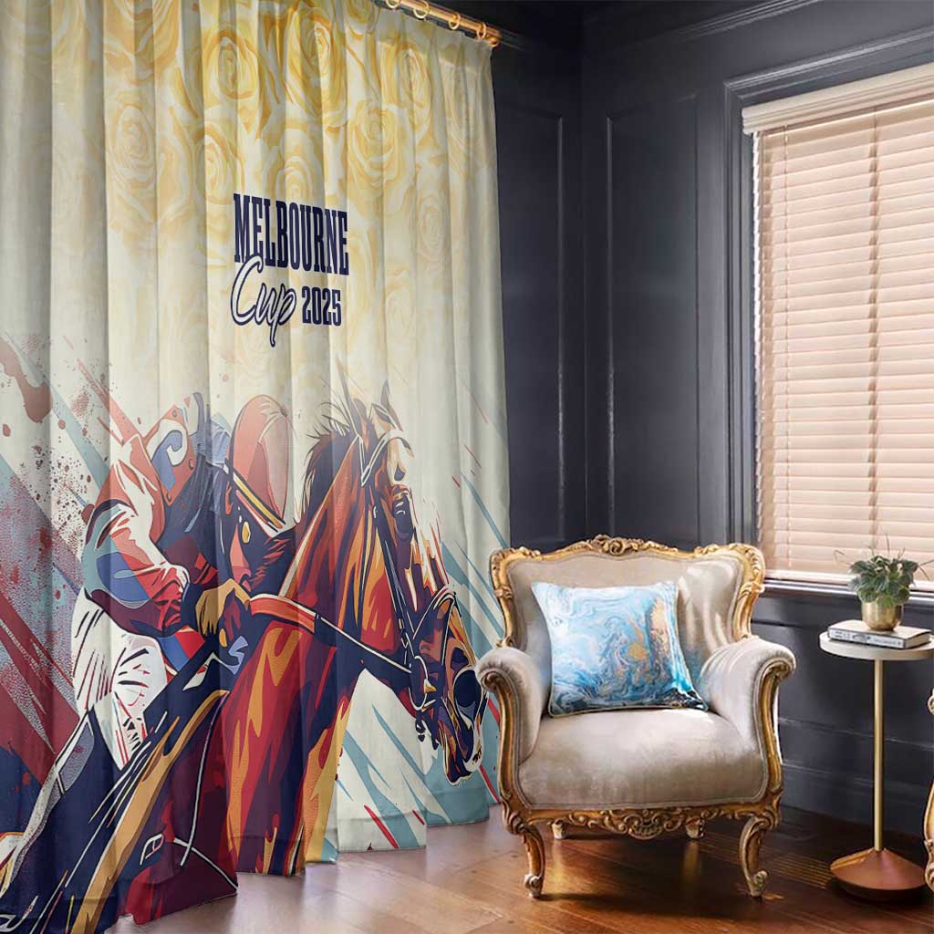 Melbourne Horse Racing Window Curtain Yellow Rose Champion LT7
