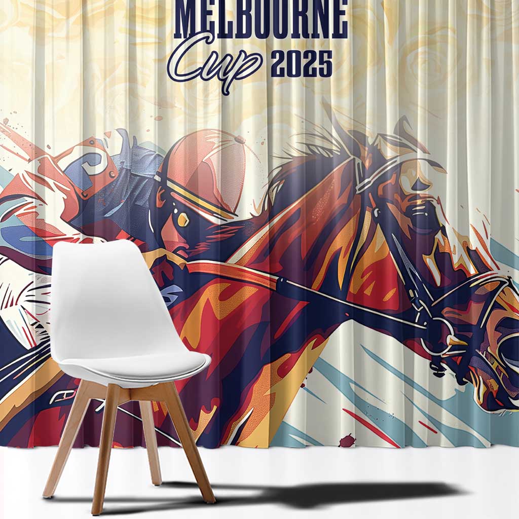 Melbourne Horse Racing Window Curtain Yellow Rose Champion LT7