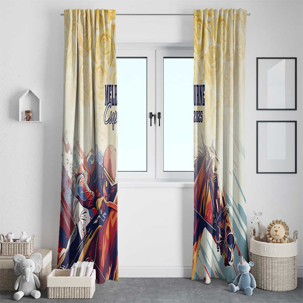 Melbourne Horse Racing Window Curtain Yellow Rose Champion LT7