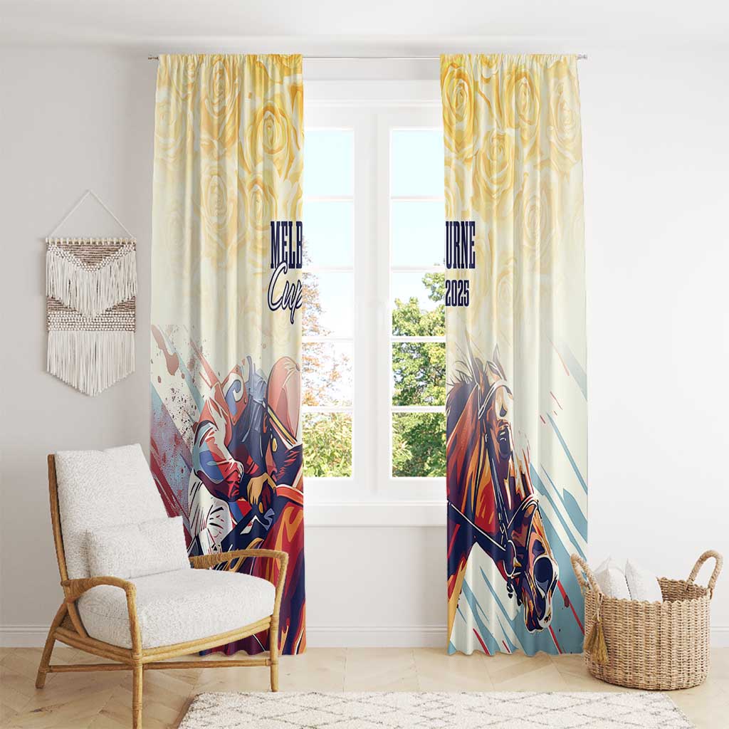 Melbourne Horse Racing Window Curtain Yellow Rose Champion LT7