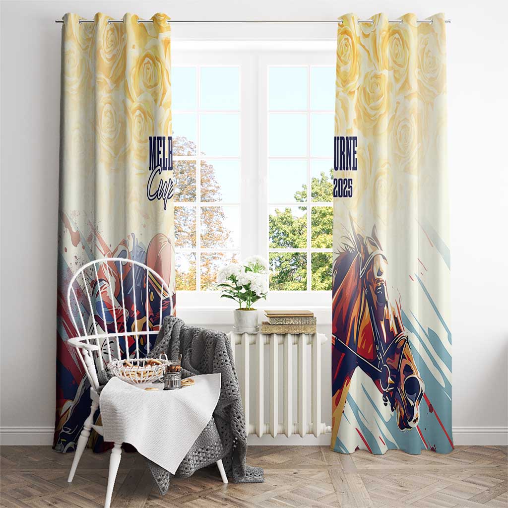 Melbourne Horse Racing Window Curtain Yellow Rose Champion LT7