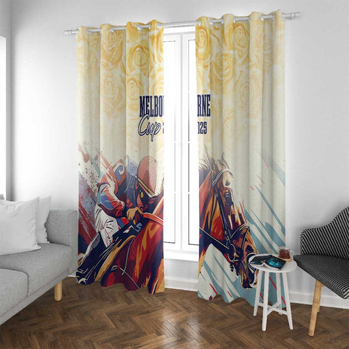 Melbourne Horse Racing Window Curtain Yellow Rose Champion LT7